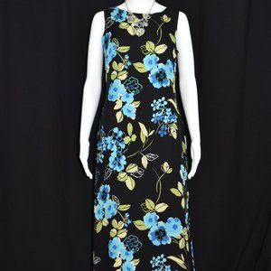 Petite Sophisticate size 6 Floor Length 100% Silk Sleeveless Floral Lined Dress